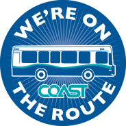 a sticker of the COAST Bus Logo